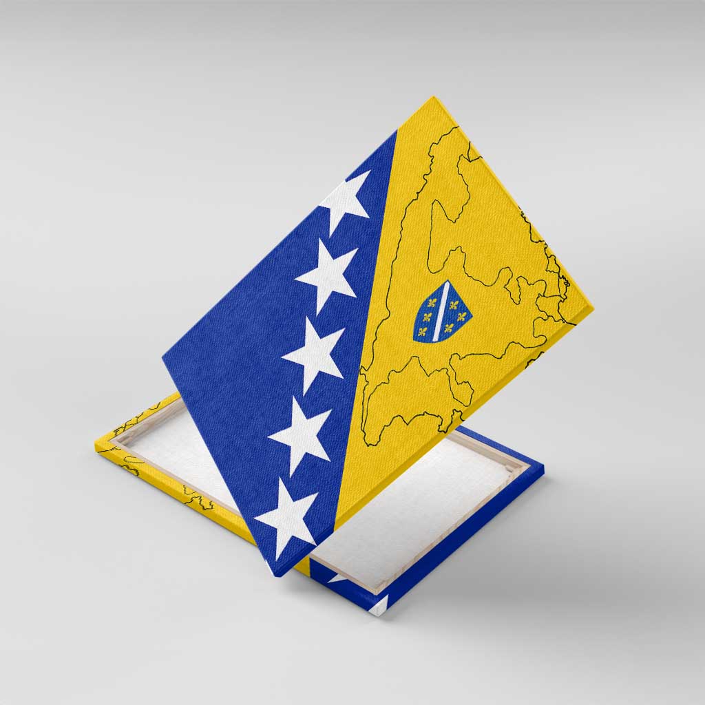 Bosnia and Herzegovina Canvas Wall Art Flag and Coat of Arms Hoodie – Unique Combination Design