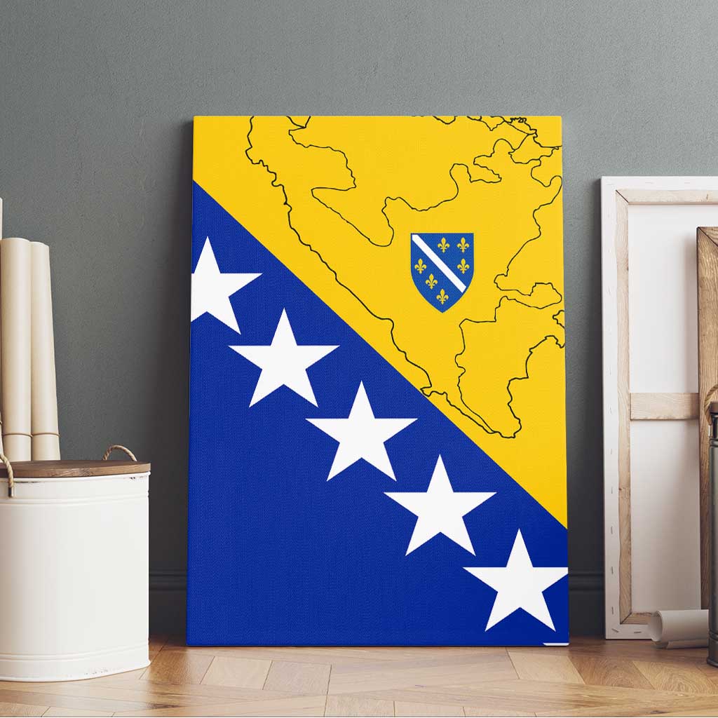 Bosnia and Herzegovina Canvas Wall Art Flag and Coat of Arms Hoodie – Unique Combination Design