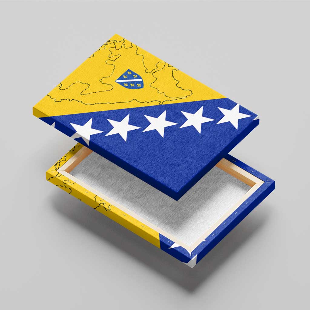 Bosnia and Herzegovina Canvas Wall Art Flag and Coat of Arms Hoodie – Unique Combination Design
