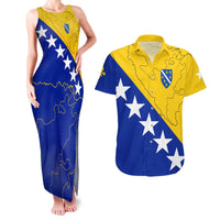 Bosnia and Herzegovina Couples Matching Tank Maxi Dress and Hawaiian Shirt Flag and Coat of Arms Hoodie – Unique Combination Design