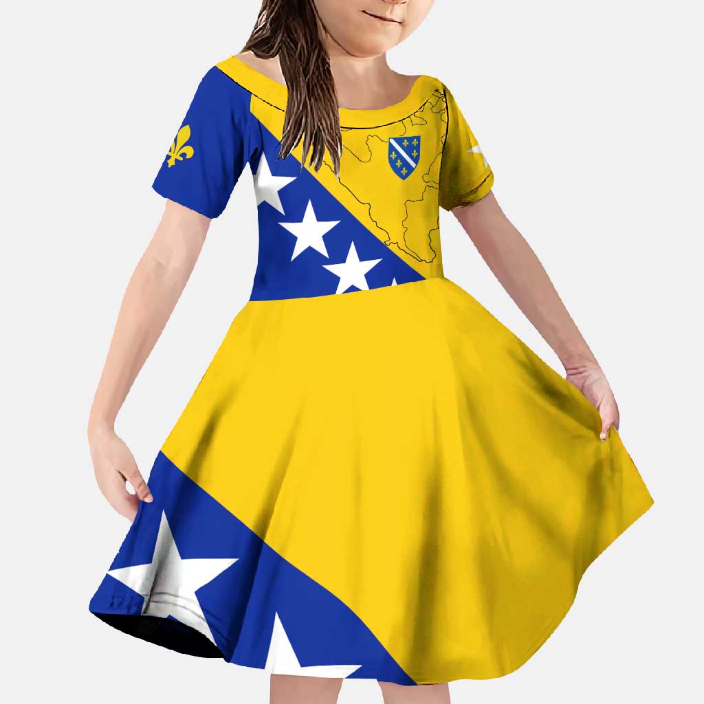 Bosnia and Herzegovina Family Matching Long Sleeve Bodycon Dress and Hawaiian Shirt Flag and Coat of Arms Hoodie – Unique Combination Design