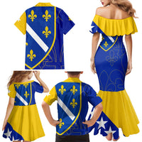 Bosnia and Herzegovina Family Matching Mermaid Dress and Hawaiian Shirt Flag and Coat of Arms Hoodie – Unique Combination Design