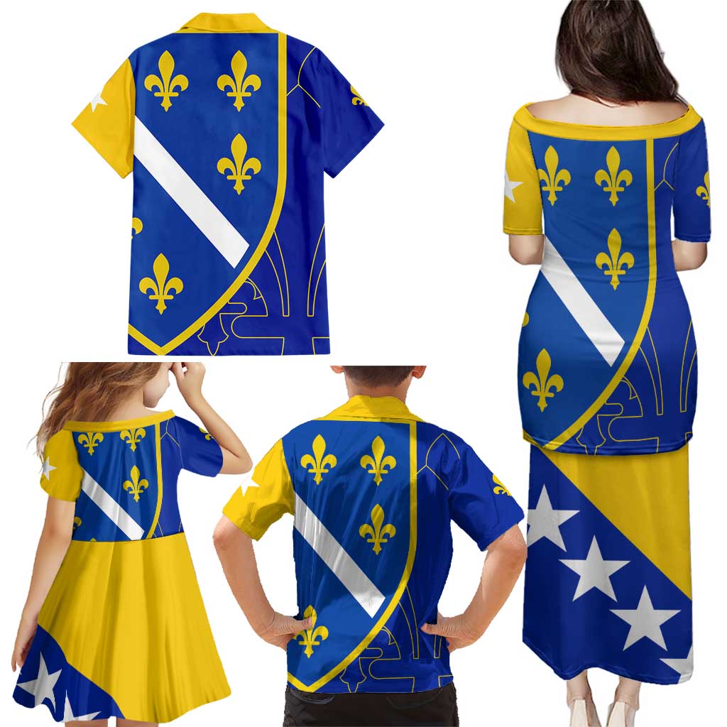 Bosnia and Herzegovina Family Matching Puletasi and Hawaiian Shirt Flag and Coat of Arms Hoodie – Unique Combination Design