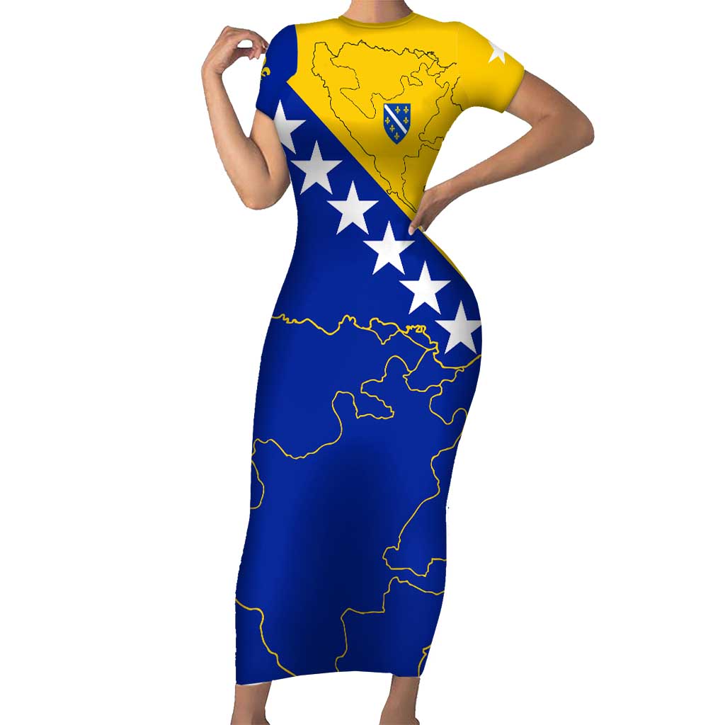 Bosnia and Herzegovina Family Matching Short Sleeve Bodycon Dress and Hawaiian Shirt Flag and Coat of Arms Hoodie – Unique Combination Design