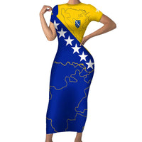 Bosnia and Herzegovina Family Matching Short Sleeve Bodycon Dress and Hawaiian Shirt Flag and Coat of Arms Hoodie – Unique Combination Design