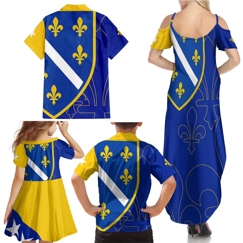 Bosnia and Herzegovina Family Matching Summer Maxi Dress and Hawaiian Shirt Flag and Coat of Arms Hoodie – Unique Combination Design