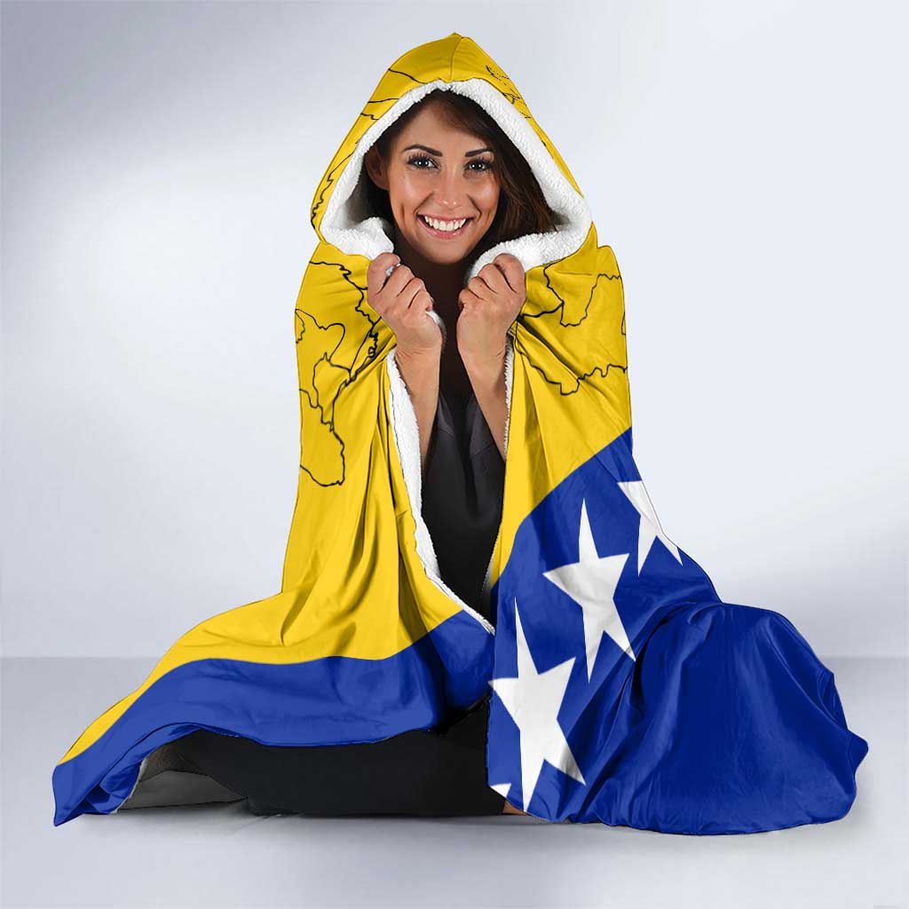 Bosnia and Herzegovina Hooded Blanket Flag and Coat of Arms Hoodie – Unique Combination Design