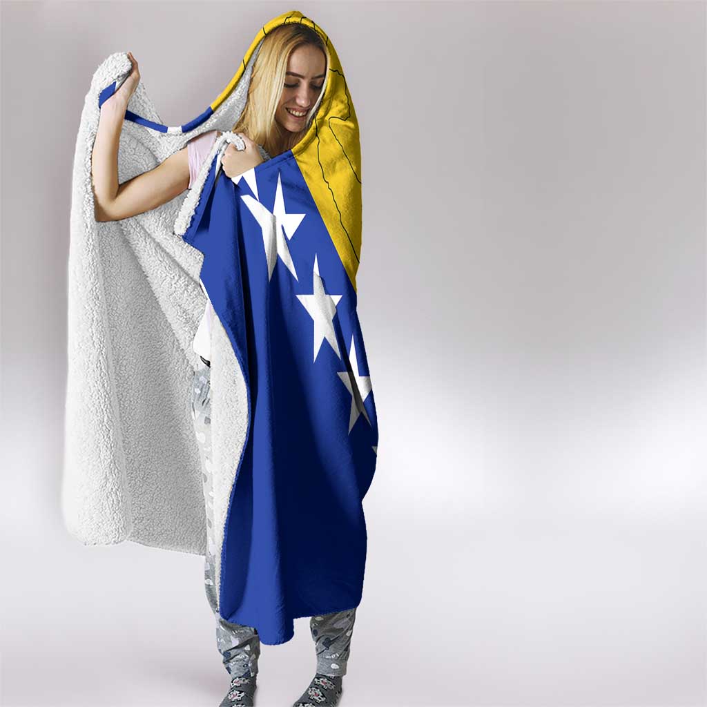 Bosnia and Herzegovina Hooded Blanket Flag and Coat of Arms Hoodie – Unique Combination Design