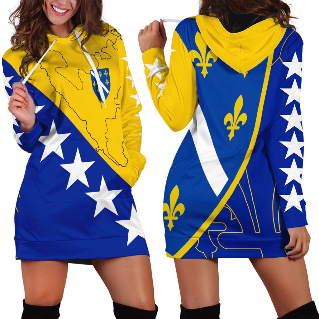 Bosnia and Herzegovina Hoodie Dress Flag and Coat of Arms Hoodie – Unique Combination Design