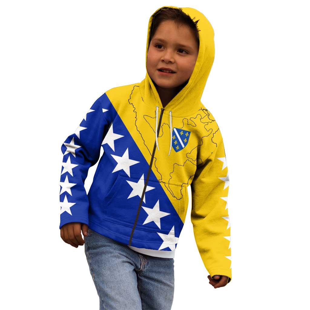 Bosnia and Herzegovina Kid Hoodie Flag and Coat of Arms Hoodie – Unique Combination Design