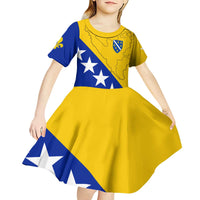 Bosnia and Herzegovina Kid Short Sleeve Dress Flag and Coat of Arms Hoodie – Unique Combination Design