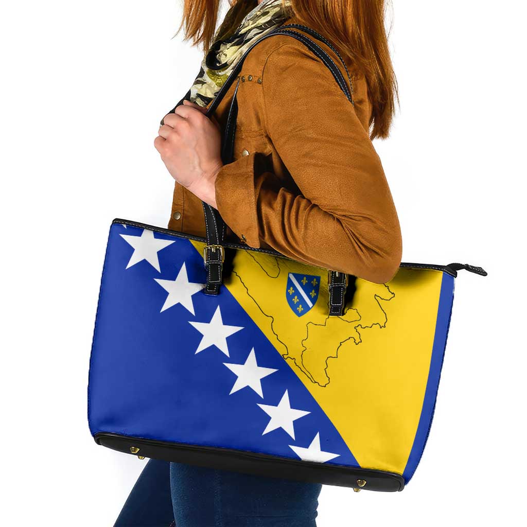 Bosnia and Herzegovina Leather Tote Bag Flag and Coat of Arms Hoodie – Unique Combination Design