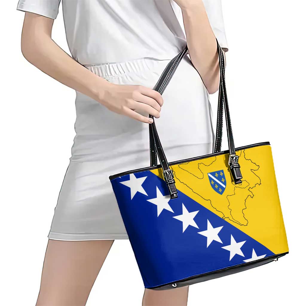 Bosnia and Herzegovina Leather Tote Bag Flag and Coat of Arms Hoodie – Unique Combination Design