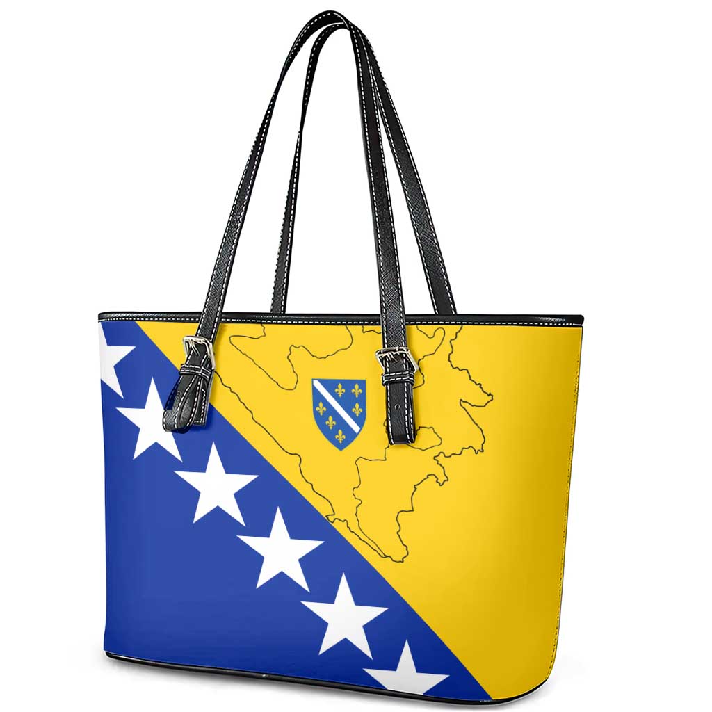 Bosnia and Herzegovina Leather Tote Bag Flag and Coat of Arms Hoodie – Unique Combination Design