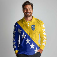Bosnia and Herzegovina Long Sleeve Polo Shirt Flag and Coat of Arms Hoodie – Unique Combination Design