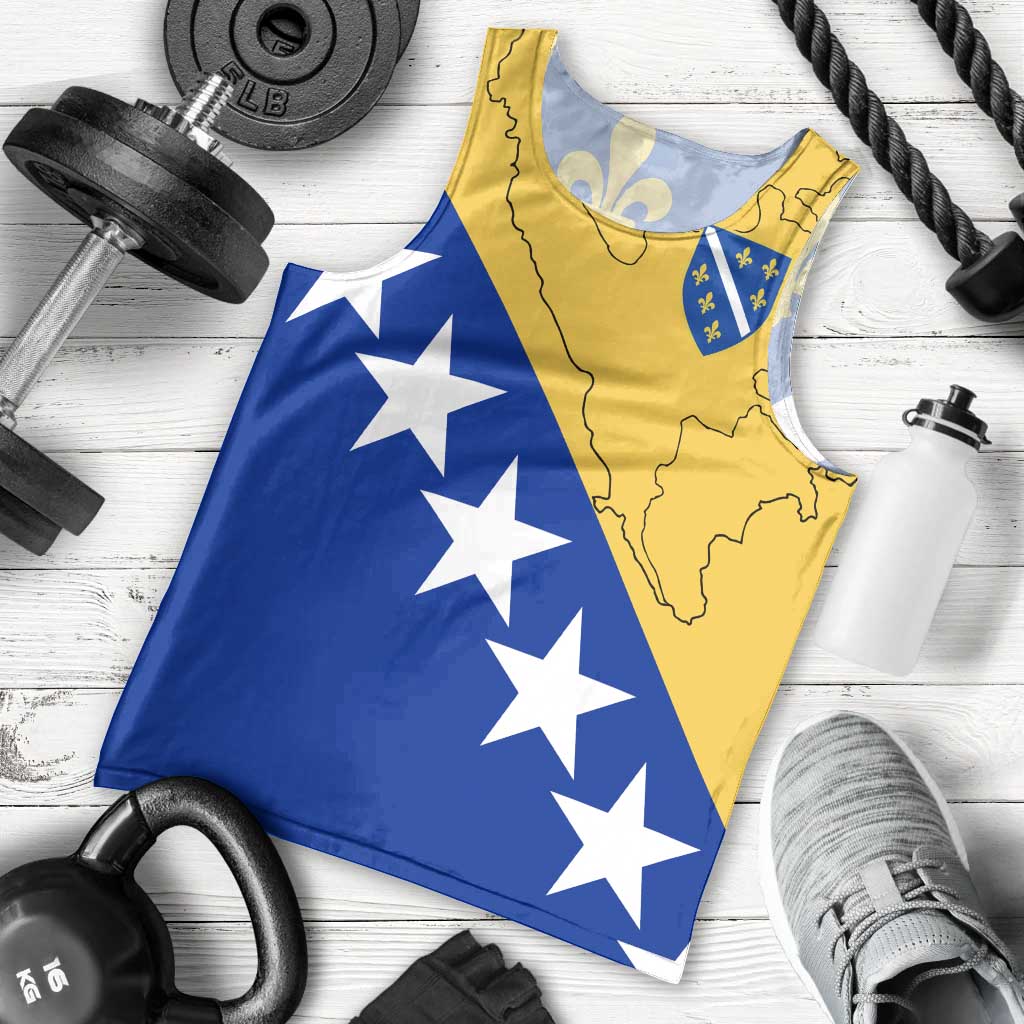 Bosnia and Herzegovina Men Tank Top Flag and Coat of Arms Hoodie – Unique Combination Design