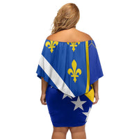 Bosnia and Herzegovina Off Shoulder Short Dress Flag and Coat of Arms Hoodie – Unique Combination Design