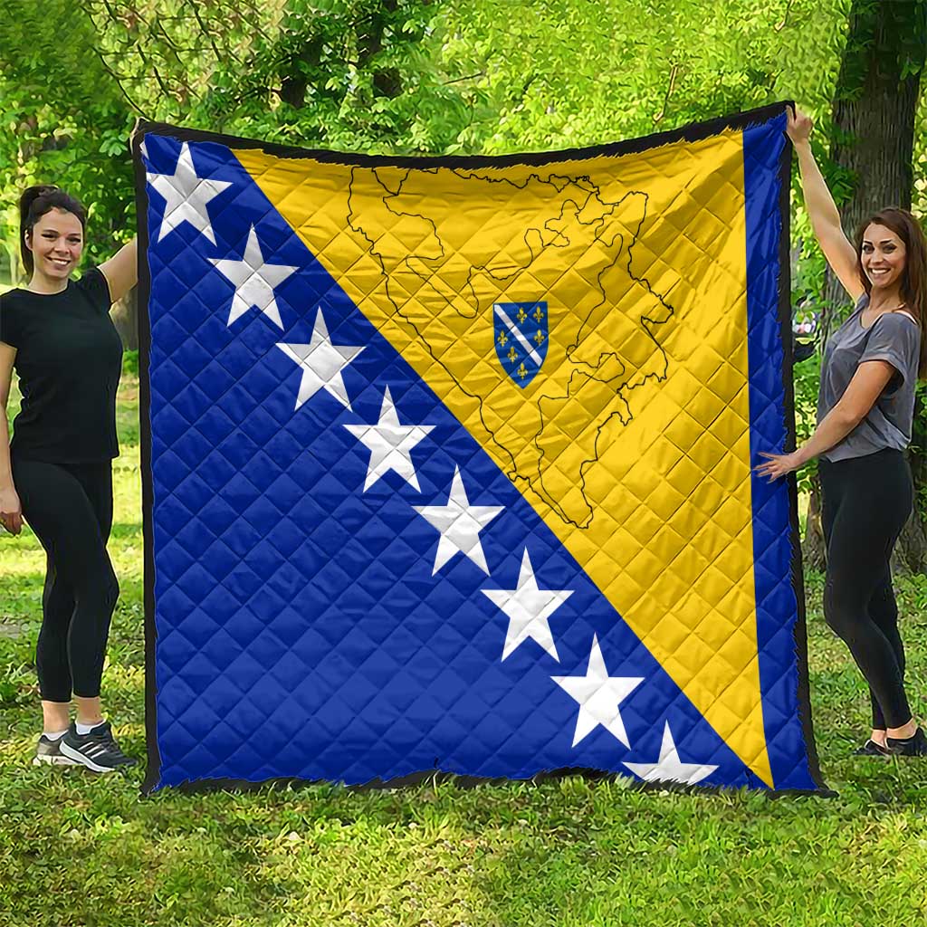Bosnia and Herzegovina Quilt Flag and Coat of Arms Hoodie – Unique Combination Design