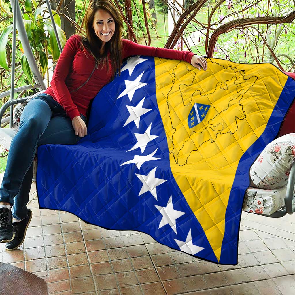Bosnia and Herzegovina Quilt Flag and Coat of Arms Hoodie – Unique Combination Design
