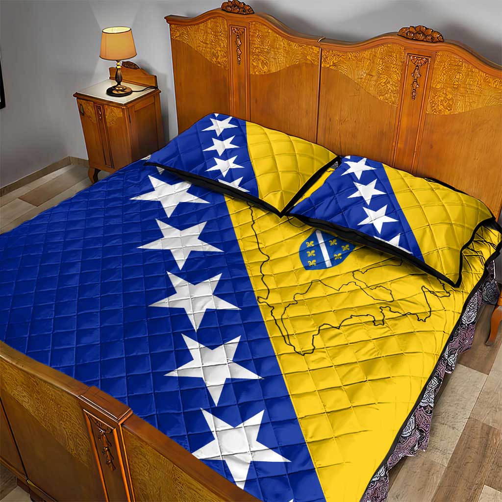 Bosnia and Herzegovina Quilt Bed Set Flag and Coat of Arms Hoodie – Unique Combination Design