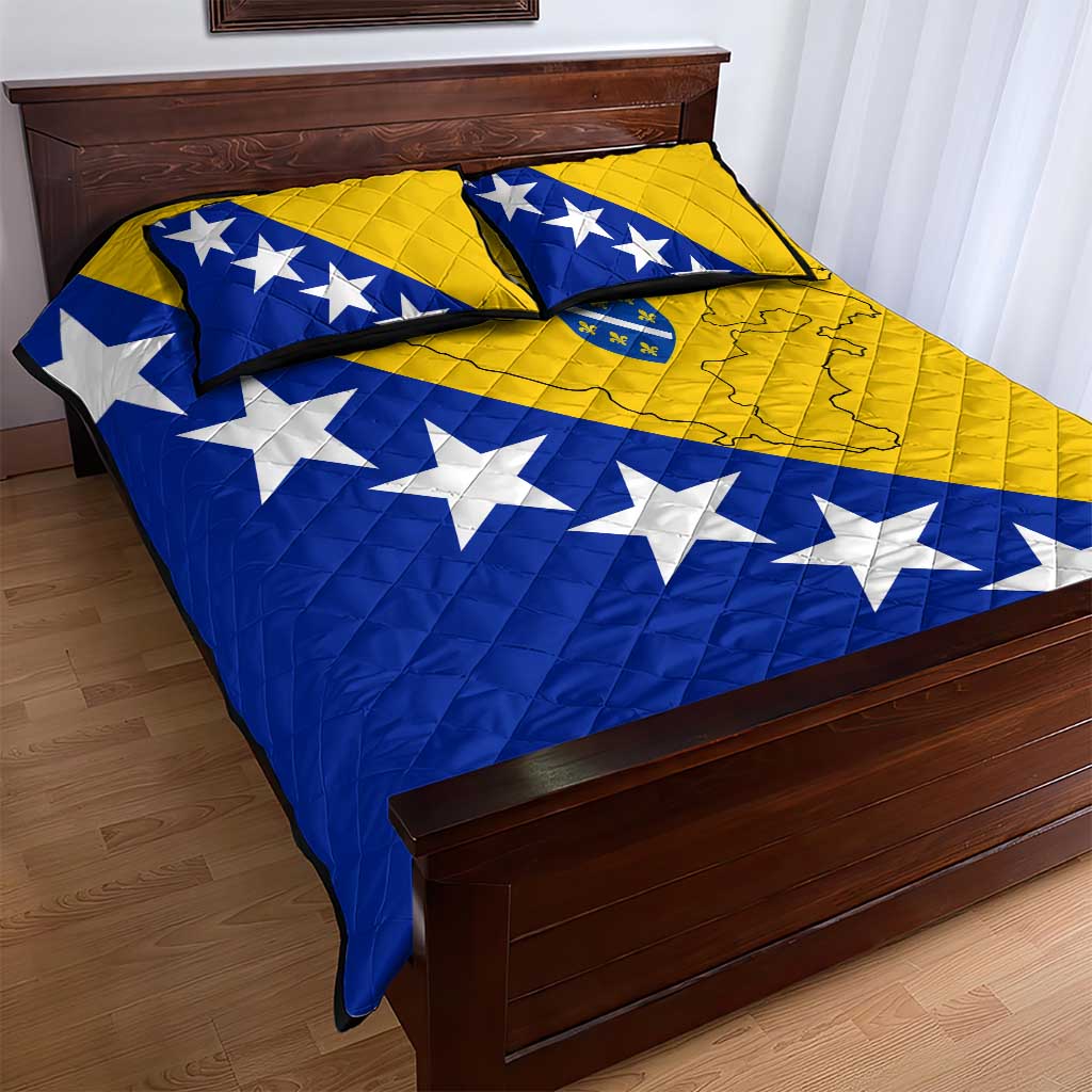 Bosnia and Herzegovina Quilt Bed Set Flag and Coat of Arms Hoodie – Unique Combination Design