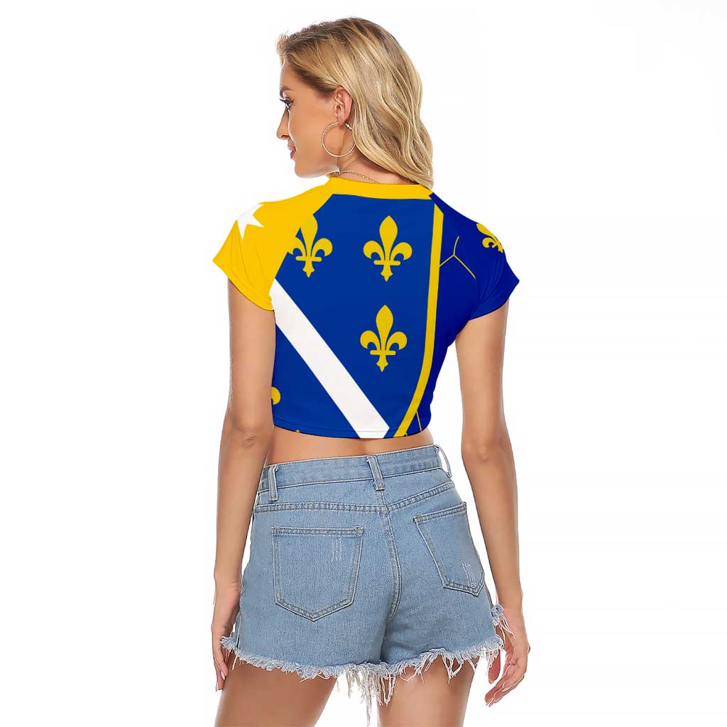 Bosnia and Herzegovina Raglan Cropped T Shirt Flag and Coat of Arms Hoodie – Unique Combination Design