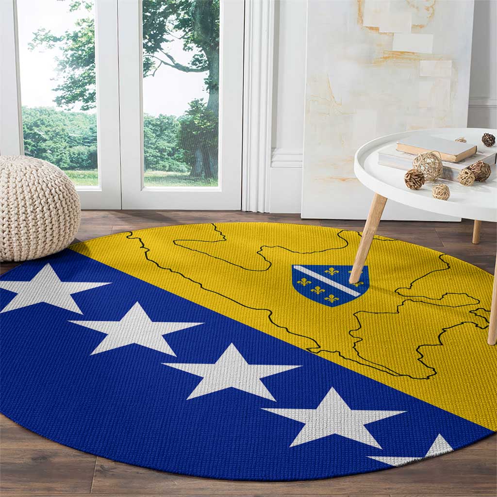 Bosnia and Herzegovina Round Carpet Flag and Coat of Arms Hoodie – Unique Combination Design
