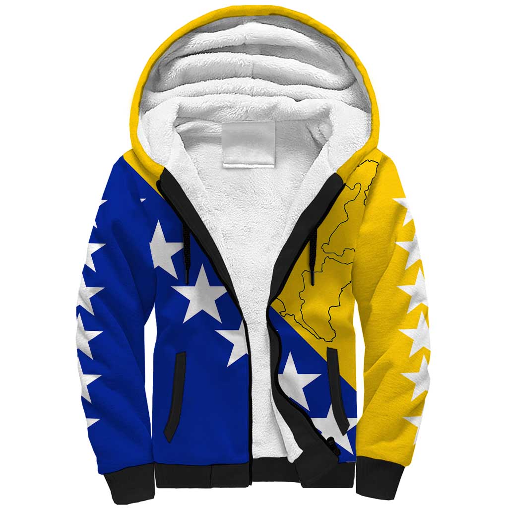 Bosnia and Herzegovina Sherpa Hoodie Flag and Coat of Arms Hoodie – Unique Combination Design