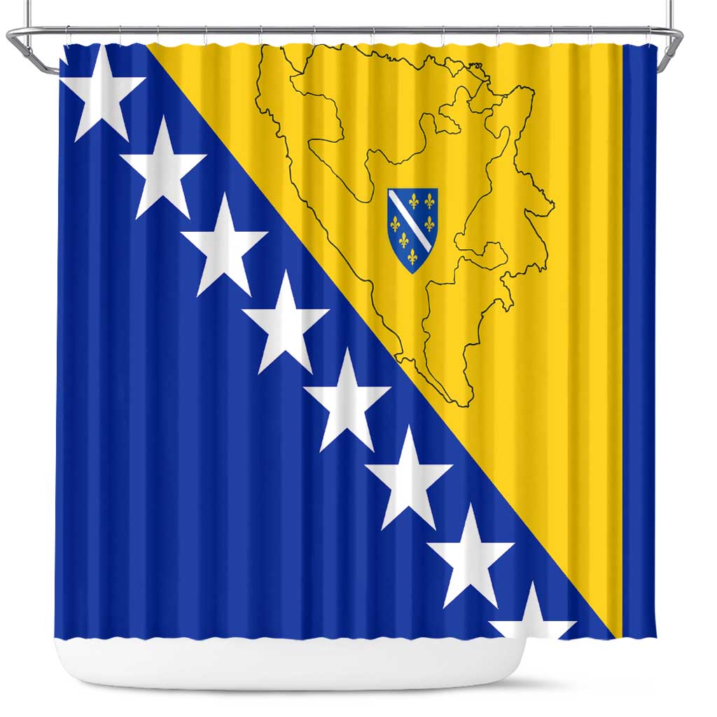 Bosnia and Herzegovina Shower Curtain Flag and Coat of Arms Hoodie – Unique Combination Design
