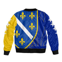 Bosnia and Herzegovina Sleeve Zip Bomber Jacket Flag and Coat of Arms Hoodie – Unique Combination Design