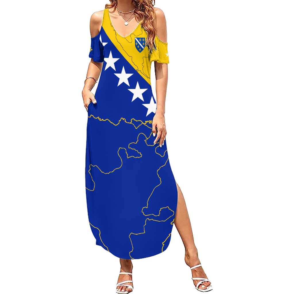 Bosnia and Herzegovina Summer Maxi Dress Flag and Coat of Arms Hoodie – Unique Combination Design
