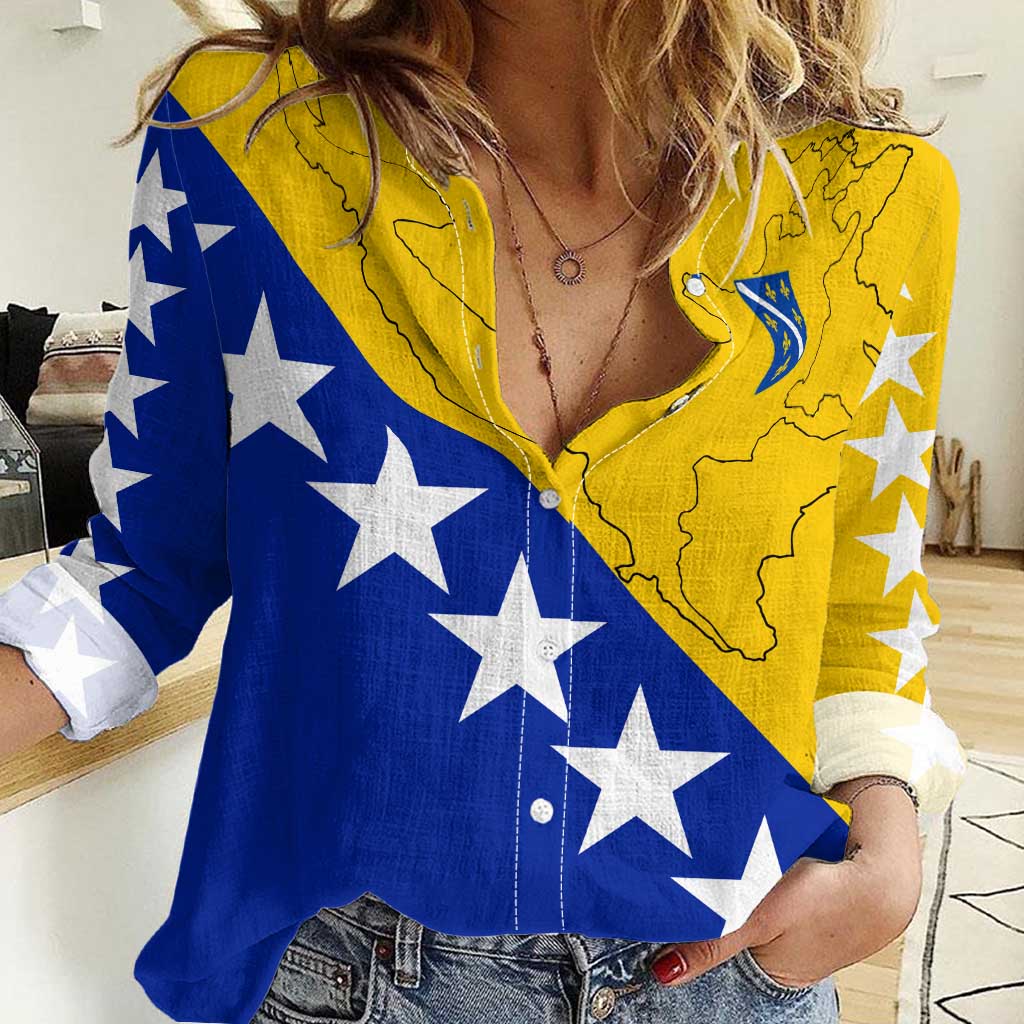 Bosnia and Herzegovina Women Casual Shirt Flag and Coat of Arms Hoodie – Unique Combination Design