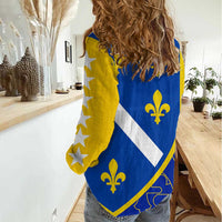 Bosnia and Herzegovina Women Casual Shirt Flag and Coat of Arms Hoodie – Unique Combination Design