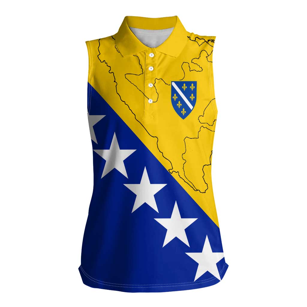 Bosnia and Herzegovina Women Sleeveless Polo Shirt Flag and Coat of Arms Hoodie – Unique Combination Design
