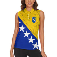 Bosnia and Herzegovina Women Sleeveless Polo Shirt Flag and Coat of Arms Hoodie – Unique Combination Design