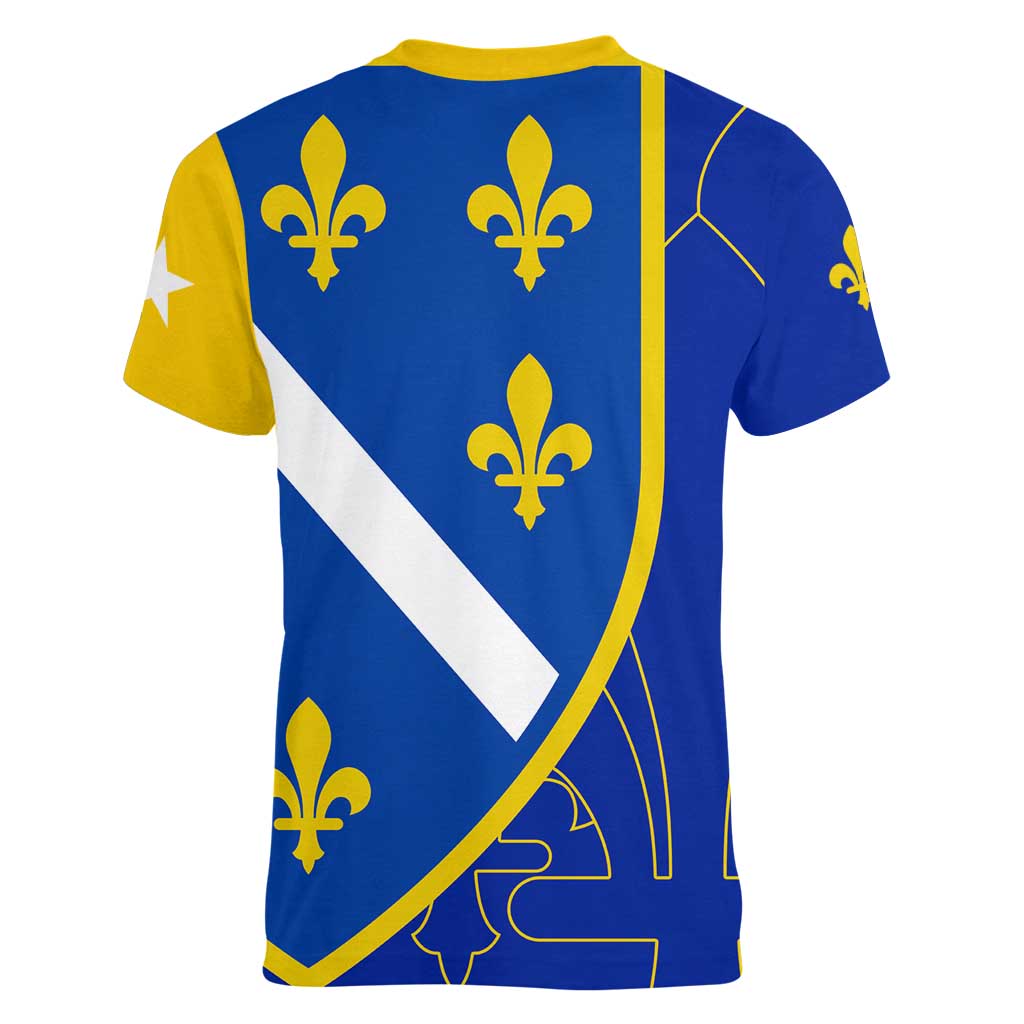 Bosnia and Herzegovina Women V-Neck T-Shirt Flag and Coat of Arms Hoodie – Unique Combination Design