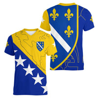 Bosnia and Herzegovina Women V-Neck T-Shirt Flag and Coat of Arms Hoodie – Unique Combination Design