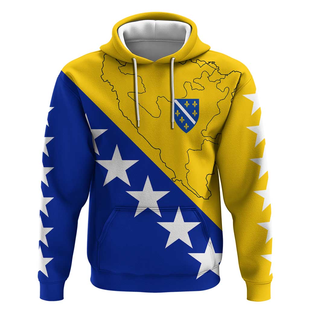 Bosnia and Herzegovina Zip Hoodie Flag and Coat of Arms Hoodie – Unique Combination Design