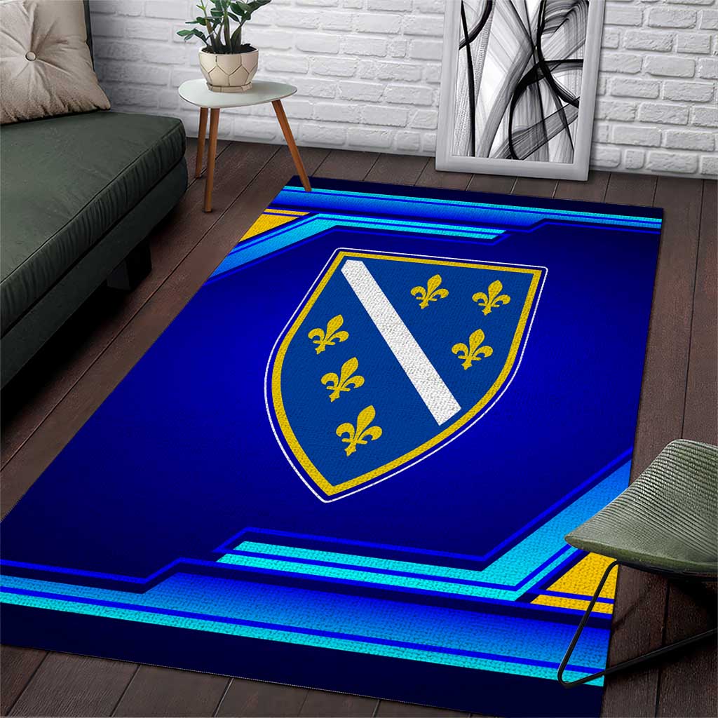 Bosnia and Herzegovina Coat of Arms Area Rug Blend of National Colors & Symbols