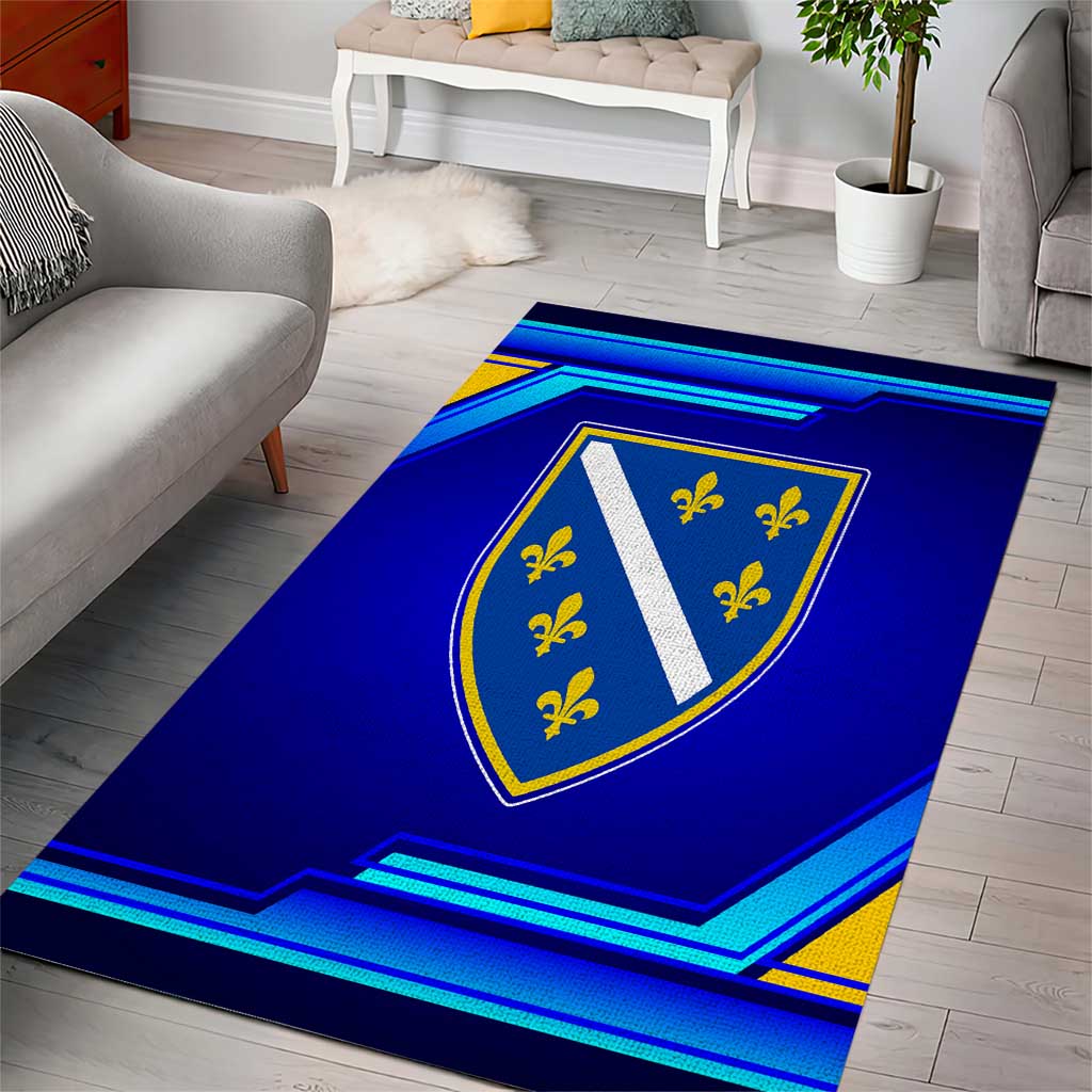Bosnia and Herzegovina Coat of Arms Area Rug Blend of National Colors & Symbols