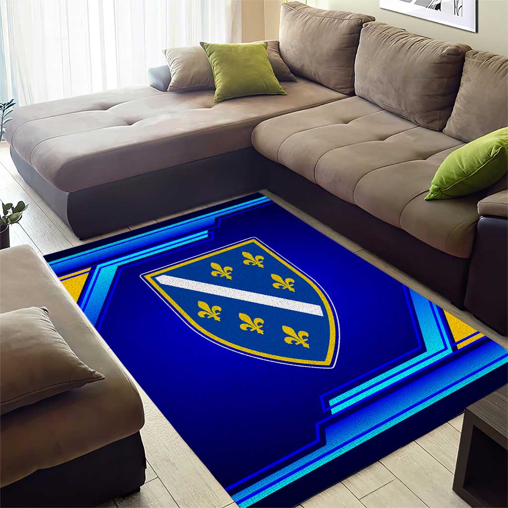 Bosnia and Herzegovina Coat of Arms Area Rug Blend of National Colors & Symbols