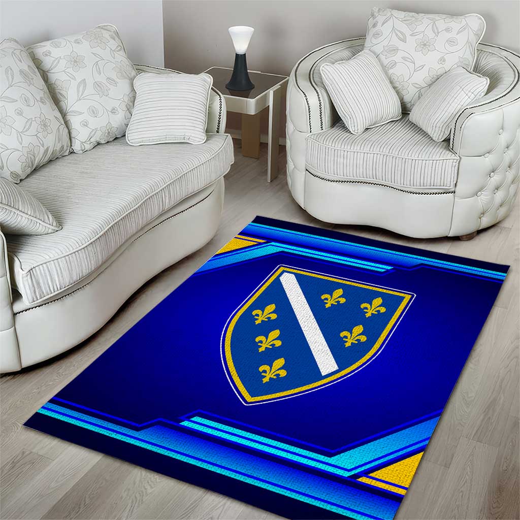 Bosnia and Herzegovina Coat of Arms Area Rug Blend of National Colors & Symbols
