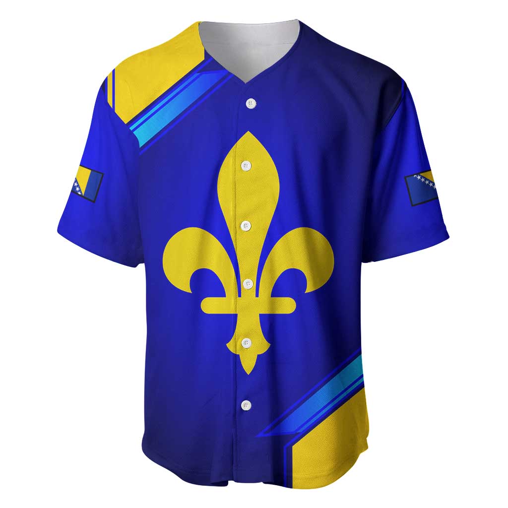 Bosnia and Herzegovina Coat of Arms Baseball Jersey Blend of National Colors & Symbols