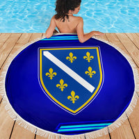 Bosnia and Herzegovina Coat of Arms Beach Blanket Blend of National Colors & Symbols