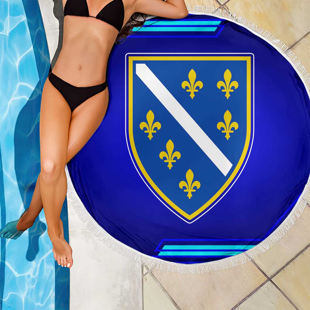 Bosnia and Herzegovina Coat of Arms Beach Blanket Blend of National Colors & Symbols