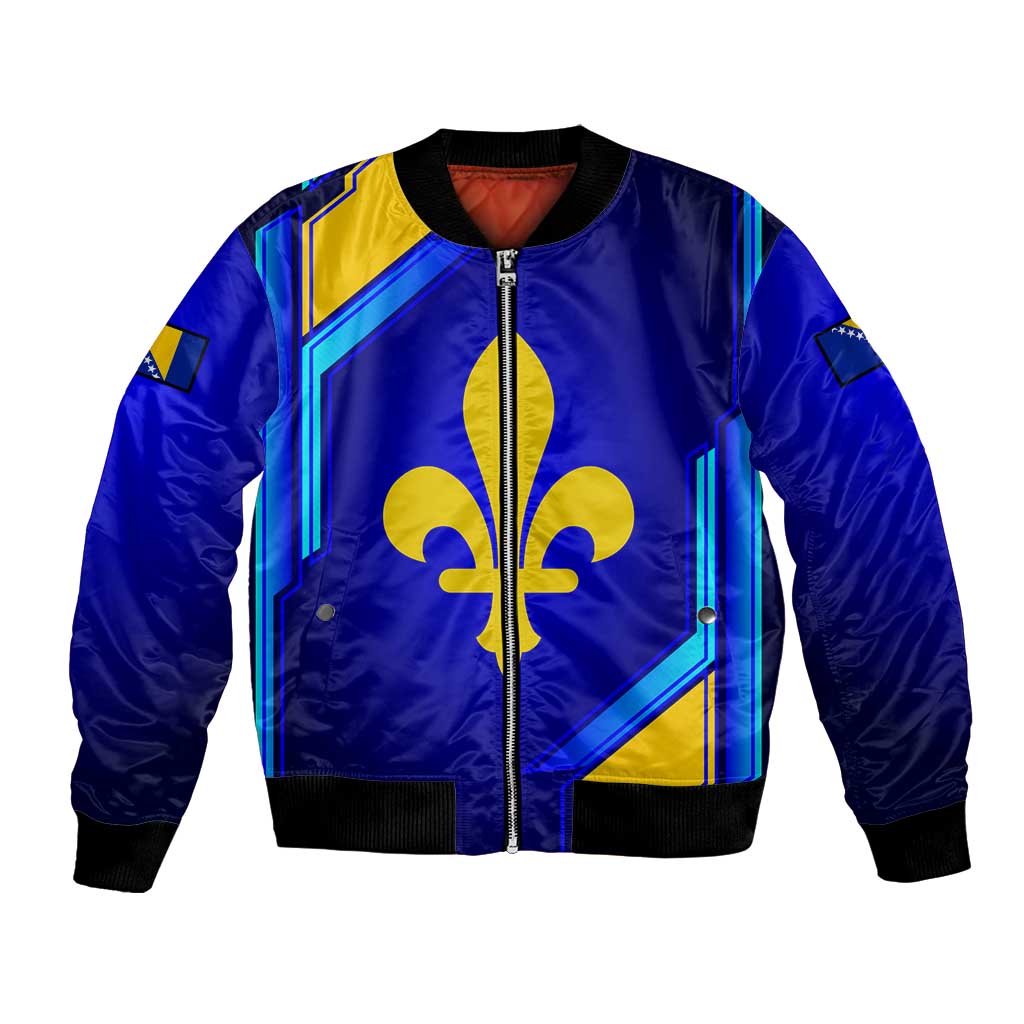 Bosnia and Herzegovina Coat of Arms Bomber Jacket Blend of National Colors & Symbols