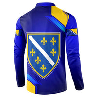 Bosnia and Herzegovina Coat of Arms Button Sweatshirt Blend of National Colors & Symbols