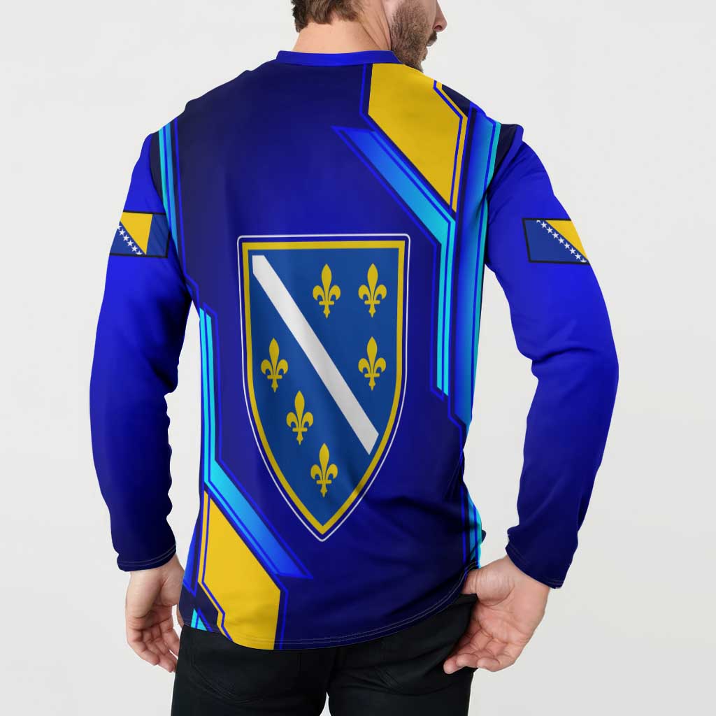 Bosnia and Herzegovina Coat of Arms Button Sweatshirt Blend of National Colors & Symbols