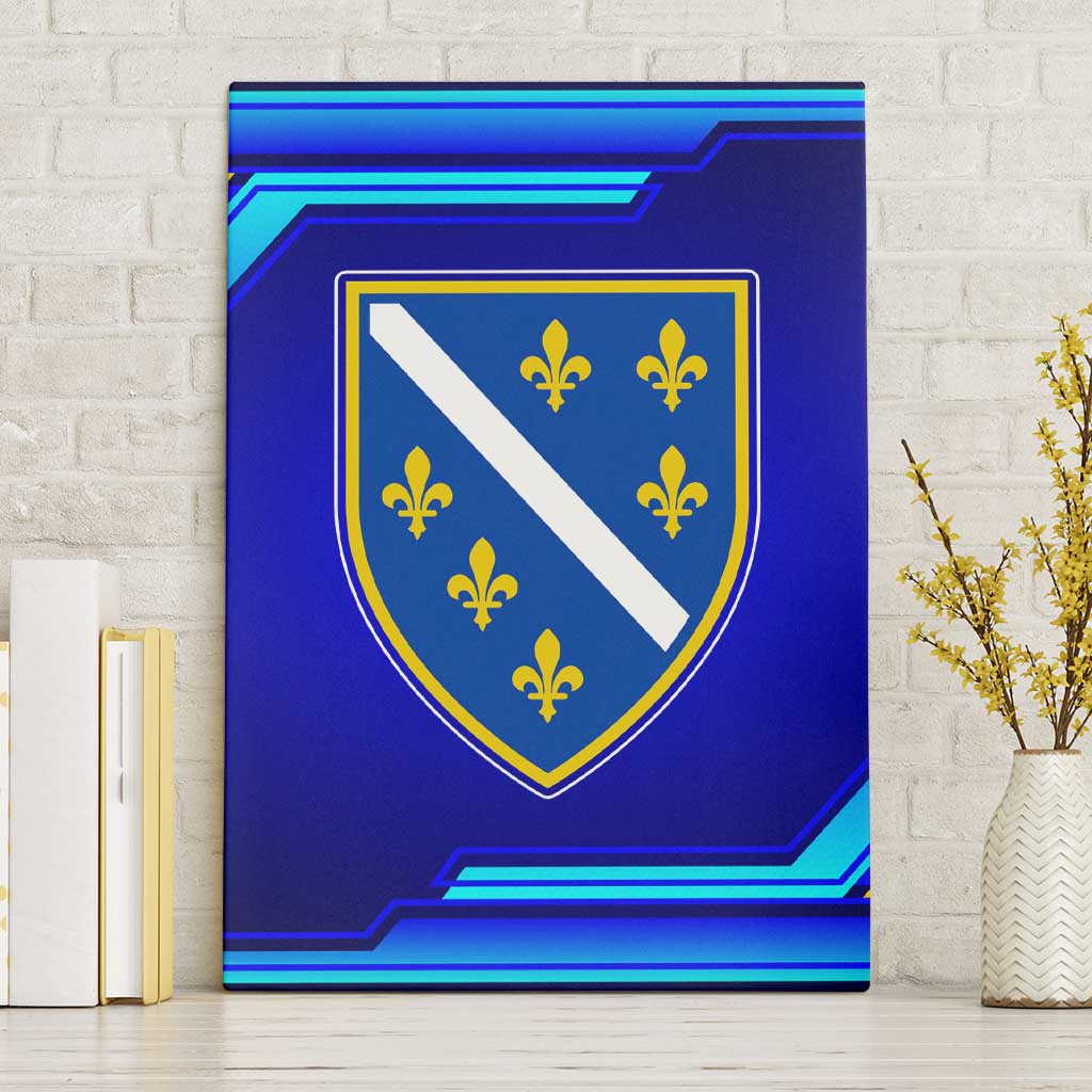 Bosnia and Herzegovina Coat of Arms Canvas Wall Art Blend of National Colors & Symbols