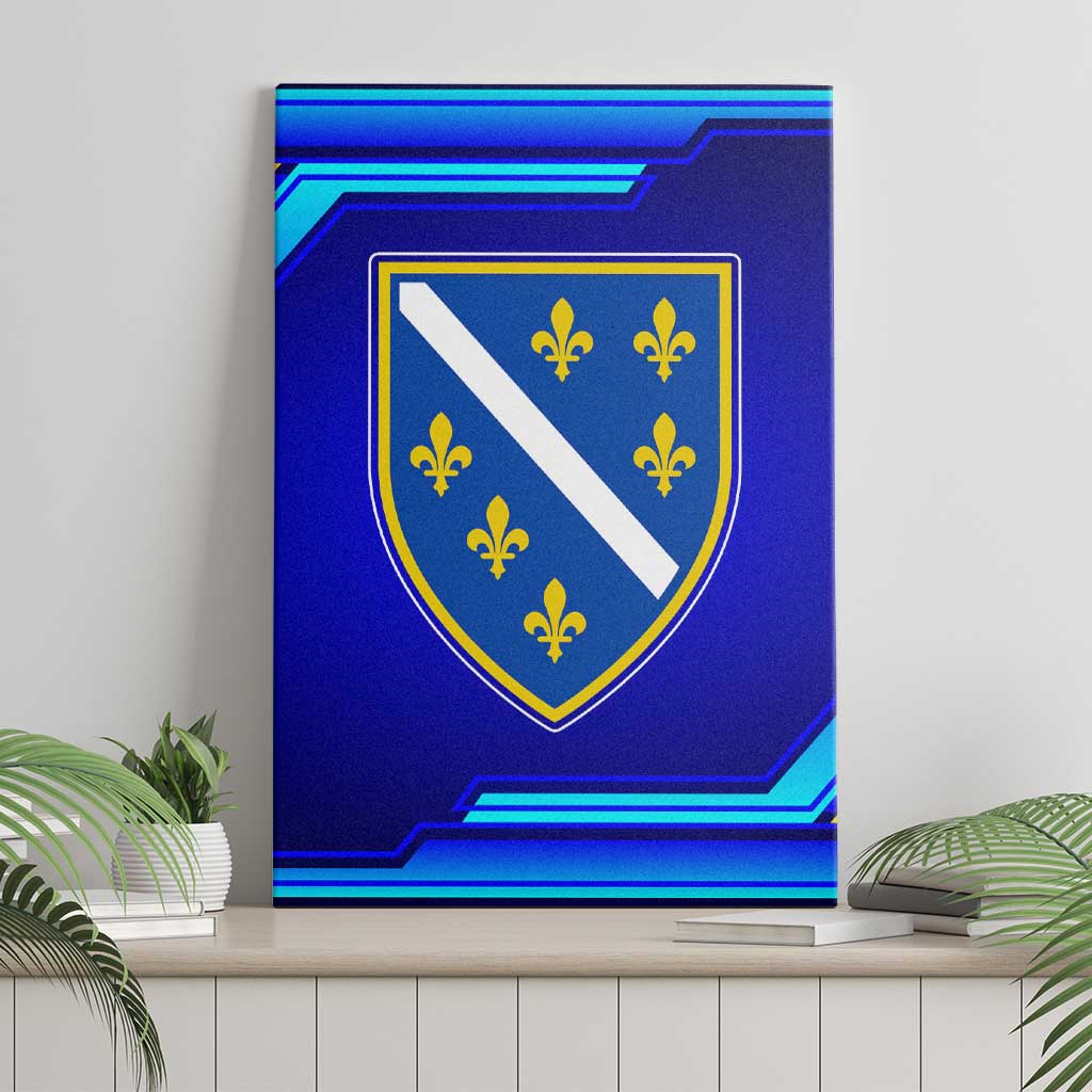 Bosnia and Herzegovina Coat of Arms Canvas Wall Art Blend of National Colors & Symbols